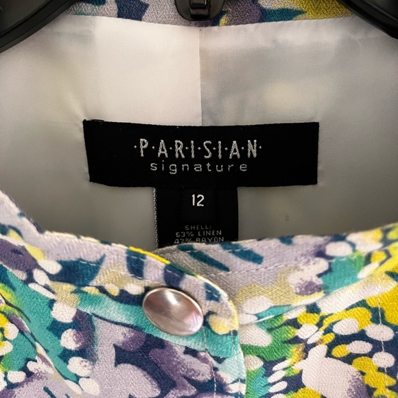 NWT Parisian Signature snap button long sleeve mosaic beautiful colorful jacket - Picture 9 of 11